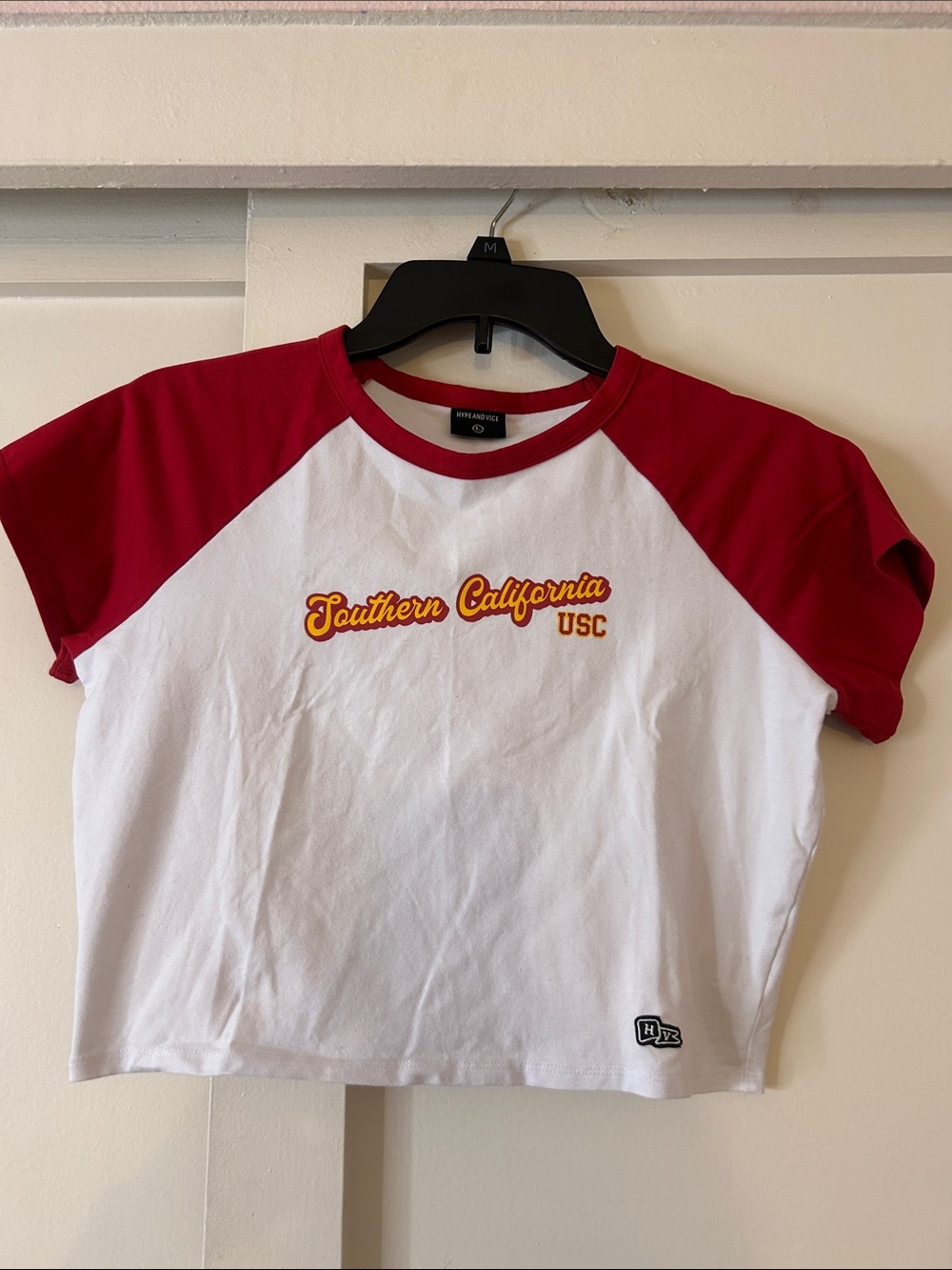 USC Southern California Red & White Raglan baby Tee